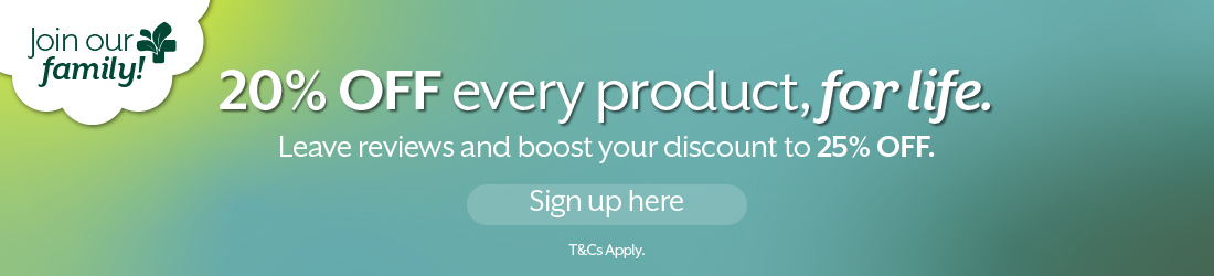 20% off every product, for life!
